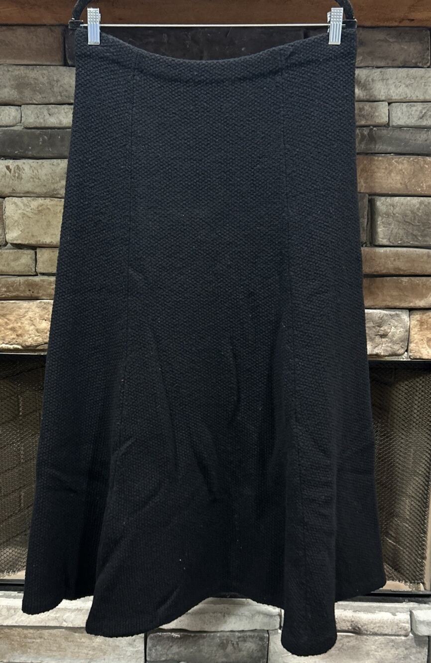 Lauren Ralph Lauren Womens A-Line Flare Skirt Black 100% Lambswool Midi Size M